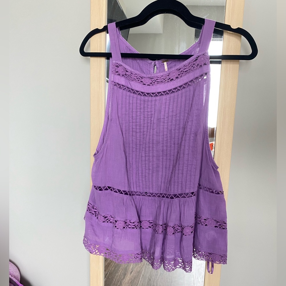 Free People purple button back blouse